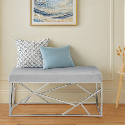 Orsina Allure Powder Blue Geometric Bench from B&Q