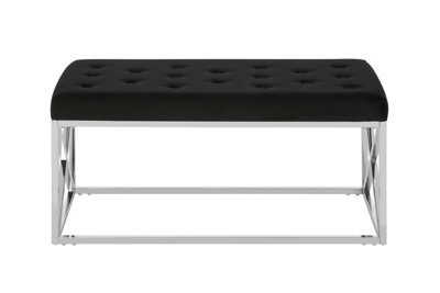 Orsina Allure Black Tufted Seat And Silver Finish Bench from B&Q