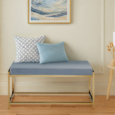 Orsina Luxe Gold And Powder Blue BenchStylish Garden Bench For OutdoorAccent Dining Bench For Diningroom from B&Q