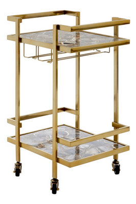 Premier Housewares Vita Drinks Trolley In Agate And Marble Gold
