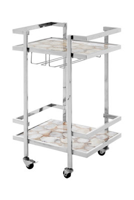 Premier Housewares White Interiors By Premier Vita Agate Drinks Trolley