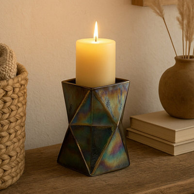 Orsina Rambia Small Oil Slick Glass Candle Holder from B&Q
