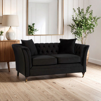 Orsina  2 Seat Onyx Sofa With Button Tufting,chesterfield Settee,lounge Couch With Sleek Legs,couch With Cushions from B&Q