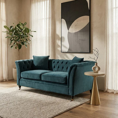 Orsina Two Seat Midnight Velvet Sofa from B&Q