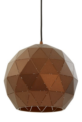 Orsina Coffee Finish Geometric Pendant LightDurable Steel Shade With Gold InteriorModern Lighting Feature from B&Q