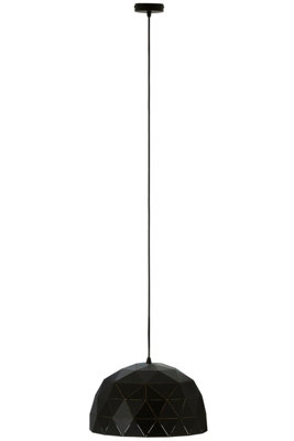 Orsina Small Black And Copper Dome Pendant LightMatte Black Geometric Ceiling Pendant With Gold Interior from B&Q