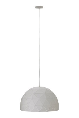 Orsina Large White Steel Dome Pendant LightHanging Light With Clean White FinishIron Shade With White Cord from B&Q