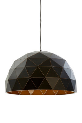 Orsina Large Black & Copper Dome Pendant LightMatte Black Geometric Hanging LightSteel Pendant Lamp from B&Q