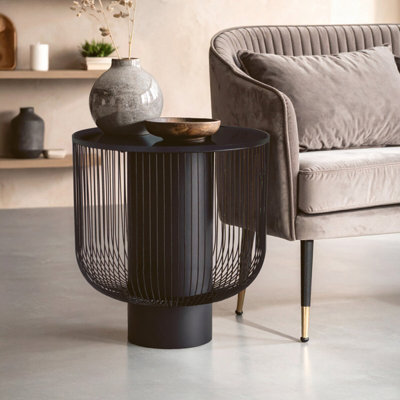 Premier Housewares Black Interiors By Premier Trento End Table With Glass Top