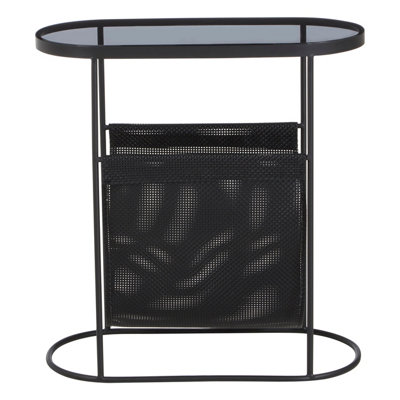 Orsina Stylish And Durable Side Table With Grey Glass TopVersatile Black Bedside TableSmall Lounge Table from B&Q