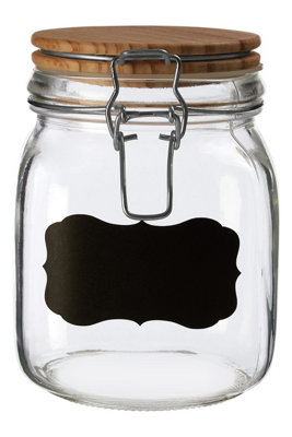 Orsina Vintage Small Storage Jar With Pine Wood LidStylish Glass Jar With LidDurable Airtight Storage Jar from B&Q