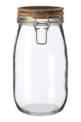 Orsina Stylish Glass Storage Jar With Wooden Lid 1500 MlDurable Glass Jar With LidAirtight Storage Jar from B&Q