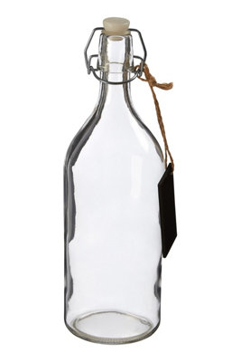 Orsina Crystal Storage Bottle With Pine Wood LidPersonalized Clear GlasswareTransparent Drinking Bottle from B&Q