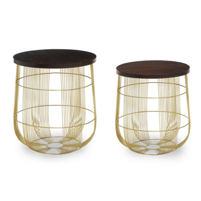 Orsina Agra Set Of 2 Brass Finish Side Tables from B&Q