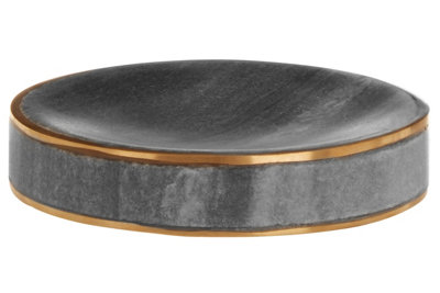 Orsina Grey Marble Brass Soap Dish from B&Q
