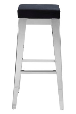 Orsina Silver Bar Stool For Patio-Black Velvet Counter Seat For Kitchen-Stainless Steel Bar Seat-Breakfast Stool from B&Q