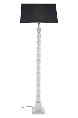 Orsina Large Faceted Floor LampNickel Finish Textured Cubic BaseContemporary Floor Light With White Fabric from B&Q