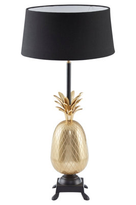 Orsina Pineapple Table Lamp With Black Tapered ShadeTextured Antique Brass Base With Pedestal FootAccent Lamp from B&Q