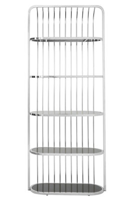 Orsina Silver Cage Design Bookshelf,5-Tier Shelving Unit,corner Display With Glass Shelves,ladder-Style Bookcase from B&Q