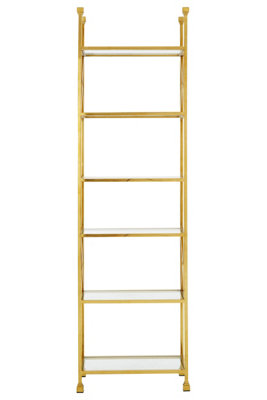 Premier Housewares Interiors By Premier Contemporary Finish Cross Design Bookshelf, Sturdy Book Storage Shelf, Ample Storage Slimline Bookshelf Gold