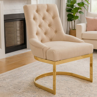 Orsina Luxe Natural Dining ChairDcenet Lounge ChairPlush Kitchen ChairModern Accent Chair For Patio from B&Q