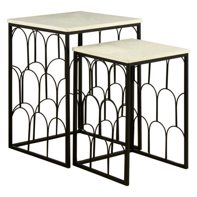Orsina Templar Set Of 2 Marble Tops Side Tables from B&Q