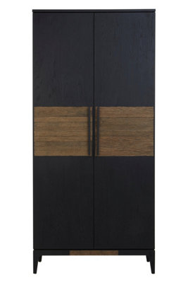 Orsina 2 Door Black Oak Storage Cabinet,wooden Sideboard With Doors,tall Display With Linear Pulls & 5 Shelves from B&Q