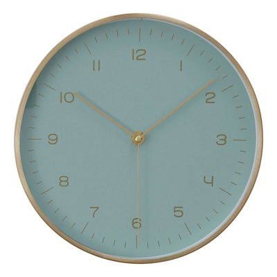 B&Q -  Versatile Gold And Mint Green Finish Wall ClockFunctional And Stylish Indoor ClockWall Clock For Outdoor