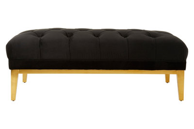 Premier Housewares Interiors By Premier Rectangular Chesterfield Ottoman,quilted Upholstered Footstool,button-Tufted Pouf,gold Based Velvet Footrest from B&Q