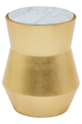 Orsina Lino Small Gold Drum Side Table from B&Q