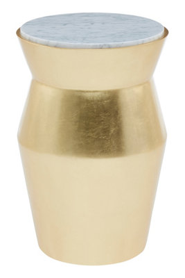 Orsina Lino Large Gold Drum Side Table from B&Q