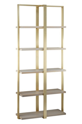 Orsina Oak Wood Shelf Unit With Gold Metal Frame,10-Compartment Shelving Unit,luxe Display Shelf,ideal For Library from B&Q