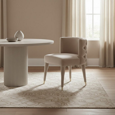 Orsina Beige Tufted Backrest Chair,lounge Chair With Mahogany Wood Frame,accent Armchair With Gold-Tipped Legs from B&Q
