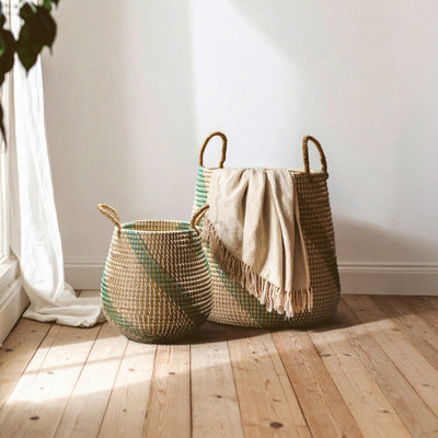 Orsina Bora Set Of 2 Seagrass Storage Baskets from B&Q