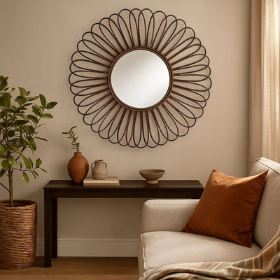 B&Q -  Batu Rattan Black Circular Wall Mirror