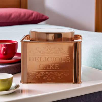 Orsina Chai Square Copper Finish Cake Canister from B&Q