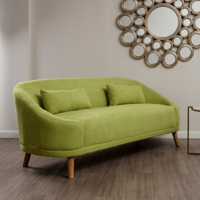 Orsina Comfortable Green Linen SofaContemporary Seater Sofa For LivingroomStylish Mid Century Sofa For Bedroom from B&Q