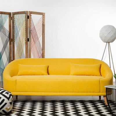 Orsina Stylish Yellow Linen SofaContemporary Seater Sofa For LivingroomComfortable Mid Century Sofa For Bedroom from B&Q