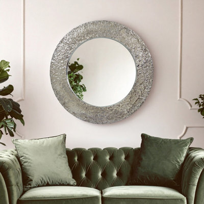 Orsina Nickle Finish Round Wall Mirror from B&Q