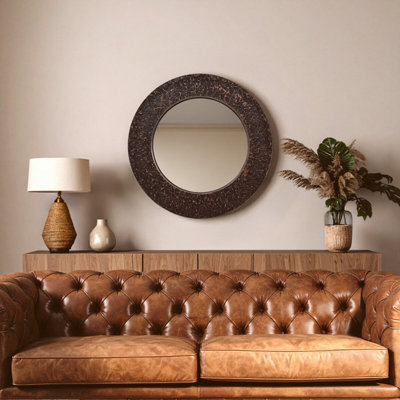 Orsina Copper Finish Round Wall Mirror from B&Q