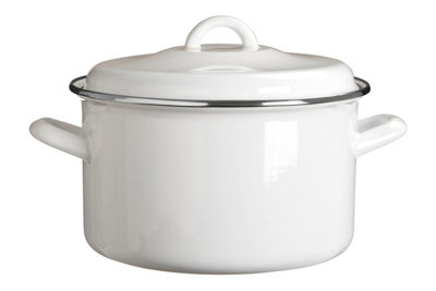 Orsina Porter 4700Ml White Enamel Casserole Dish from B&Q