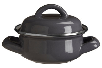 Orsina Porter Grey Enamel Mini Casserole Dish from B&Q