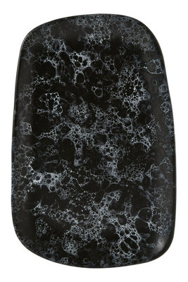 Orsina  Large Black Marble Effect Serving Platter,stoneware Oval Platter With Veining,perfect For Dinner Platters from B&Q