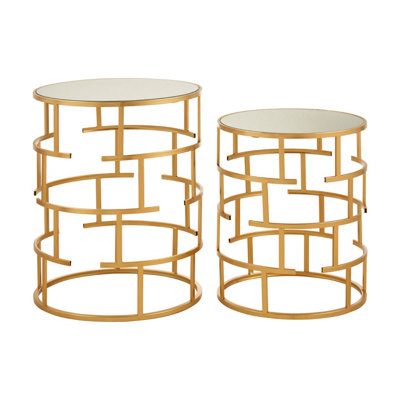 Orsina  Set Of 2 Maze Design Side Tables,luxe Accent Pieces For Decor,nesting Tables,decorative Small Tables from B&Q