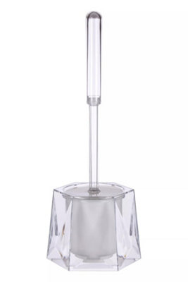 Orsina Clear Acrylic Toilet Brush HolderLong Handle Toilet Brush With BristlesModern Geometric Brush Holder from B&Q