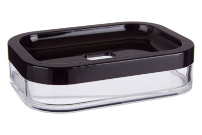 Orsina Black Acrylic Soap DishRectangular Draining Soap Tray With Self-Draining HoleCompact Soap Dish Holder from B&Q