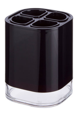 Orsina Black Acrylic Toothbrush HolderCurved Brush Holder With Translucent Base Washroom Accessory Holder from B&Q