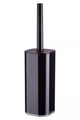 Orsina Black Acrylic Toilet Brush Holder With Covered LidModern Loo BrushDurable Brush Set For Office Use from B&Q
