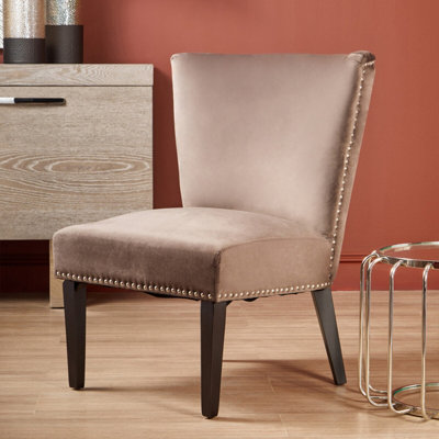 Orsina Interiors By Premiers Grey Velvet Dining ChairDining Room Accent ChairVelvet Upholstered Wing Chair With Wooden Legs from B&Q