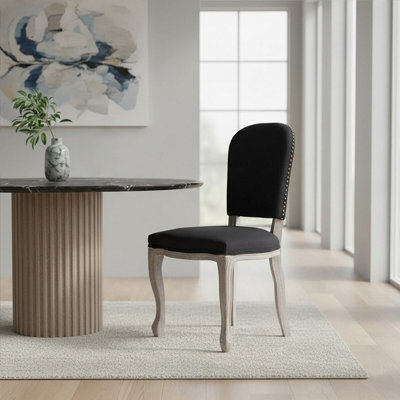 Orsina Black Dining Chair With Wooden LegsVelvet Dining ChairCozy Small Accent Chair For Living Room from B&Q